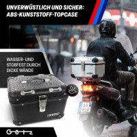 Topcase für Lexmoto Riviera 125 i im robusten 35 Liter Black Aluminium-Design