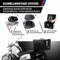 Topcase für Simson SD 50 50 CTE im robusten 35 Liter Black Aluminium-Design