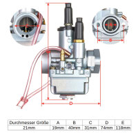 Vergaser Tuning Typ Amal 21mm für Simson S51/50/60/70/80 S53 KR51 SR50/80