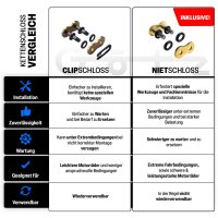 DID Kettensatz X-Ring VX3 für Motobi DL 125 Strada 2023 Niet-&Clipschloss