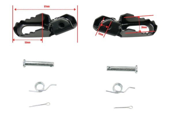 Fußrasten für Yamaha DT50 MX / DT80 MX schwarz