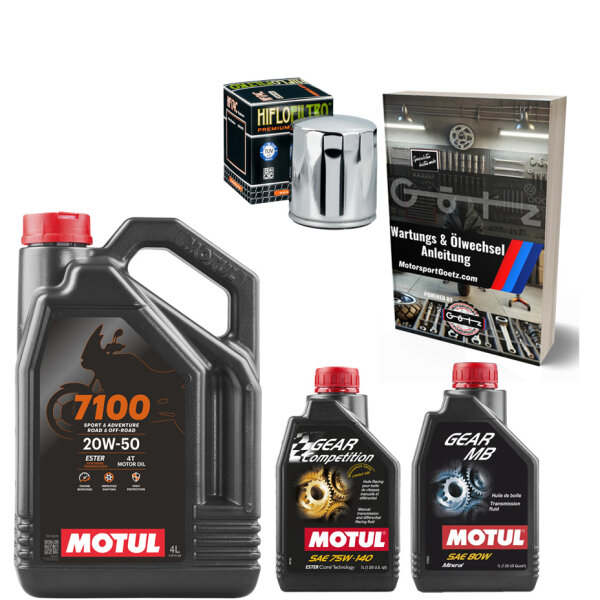 Öl Wechsel Kit Synthetic für V-Twin Harley Davidson & Buell Bj.90-22 Motul 20W50