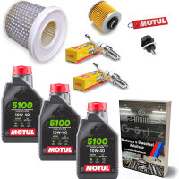 Kundendienst Wartungpaket für Yamaha XV 535 Virago 88-97 Motul Öl Ölfilter Luftfilter Zündkerzen Magnet-Ablassschraube Dichtung