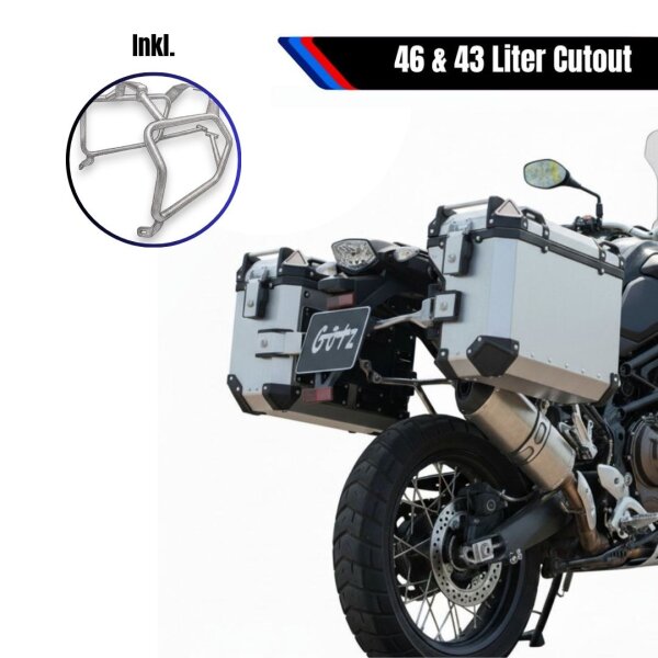 Seitenkoffer Set 46 L mit Träger für BMW F 750-900 GS Adventure Alu Cutout