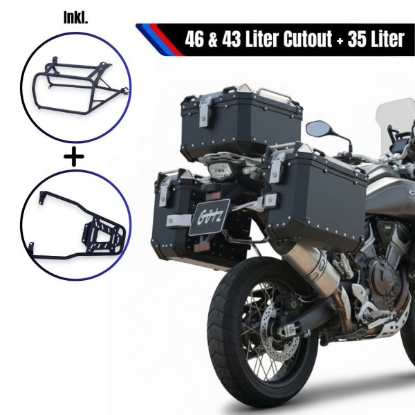 Alukoffersystem schwarz für Harley Davidson Pan America 35L &46L & Träger Cutout