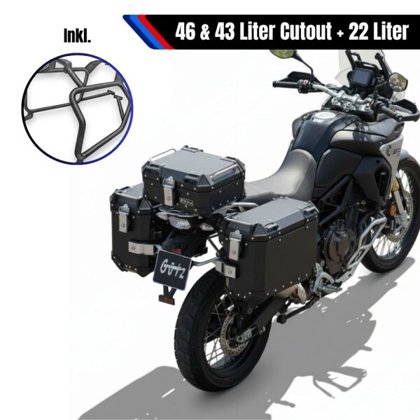 Koffersystem schwarz Alu für Honda CRF 1100 AfricaTwin 22L & 46L Cutout