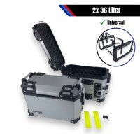 Motorrad Seitenkoffersystem 2x36L silber & Universal...