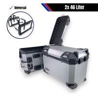 Motorrad Seitenkoffersystem 2x46L silber & Universal...