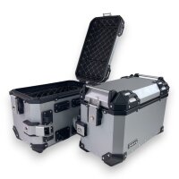 Alukofferset & universal Träger 55L & 46L silber Top & Seitenkoffer Motorrad