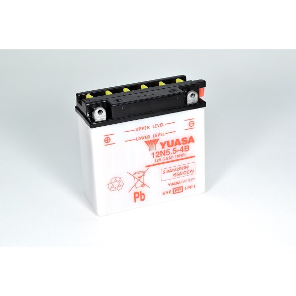 YUASA Batterie Dry Charged (ohne Batteries&auml;ure) 12V/5.5Ah (12N5.5-4B)