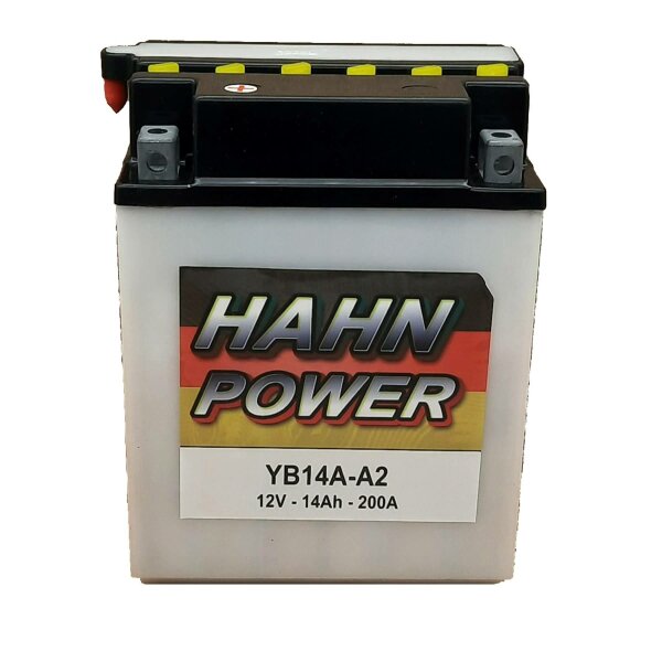 HAHN POWER Batterie Dry Charged (ohne Batteries&auml;ure) 12V/14Ah (YB14A-A2)