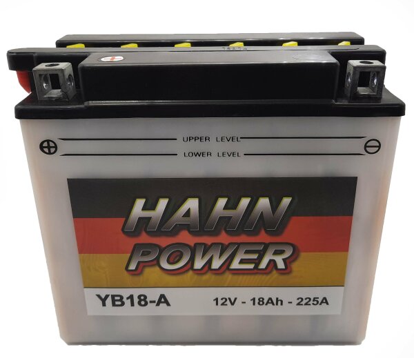 HAHN POWER Batterie Dry Charged (ohne Batteries&auml;ure) 12V/18Ah (YB18-A)
