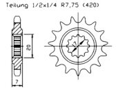 Ritzel 12 Zähne für Aprilia MX 50 Super Moto /...