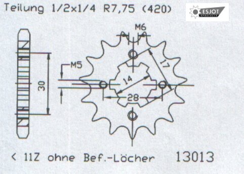 Ritzel 13 Zähne für Aprilia SX 50