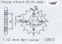 Ritzel 11 Zähne für Aprilia SX 50