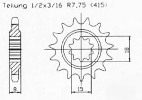 Aprilia 50 Red Rose Classic 93-99 Ritzel vorne 14 Zähne