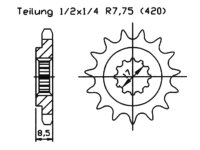 Ritzel vorne 14 Zähne für KTM 65 XC 08-09