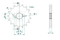 Ritzel für Yamaha DT 125 R 88-89 vorne 17 Zähne