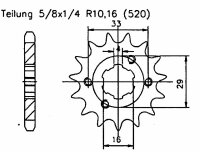 Kawasaki KX 125 E1,E2,F1,G186-89 Ritzel vorne 12 Zähne