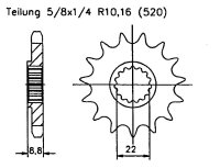 Ritzel für KTM XC-W 400 07-09 vorne 14 Zähne